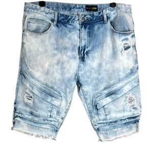SMOKE RISE NY Blue Denim Shorts in Light Blue Men's 42 Waist